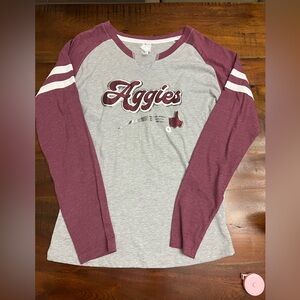 Texas A&M Aggies Glitter Rhinestone Long Sleeve Top – Large – New w/O Tag